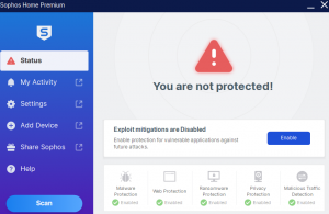 Read more about the article Sophos Home Premium: Hướng dẫn fix lỗi “Exploit mitigation is experiencing problems”.